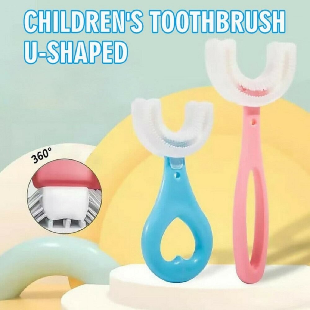 Kids U-Shaped Silicone Toothbrush – Soft 360° Cleaning, Safe for Children (1–12 Years)